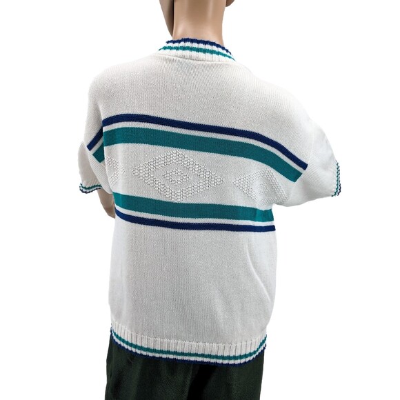 Vintage 80s Cristin Stevens Sweater Top Mock Neck Argyle Knit Size M - Picture 3 of 9